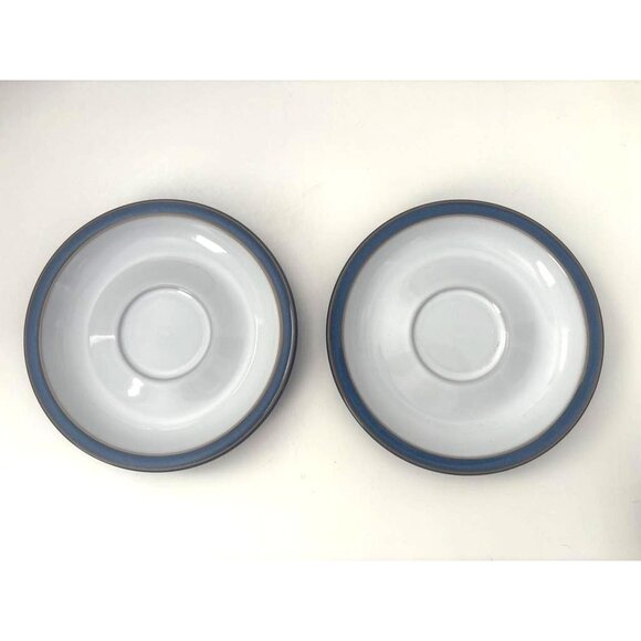 DENBY LANGLEY Imperial Blue Cup & Saucer Sets Set of 2  UK Pottery Dark Blue - Picture 4 of 6